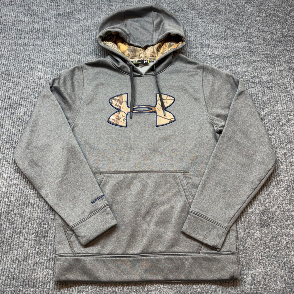 Under Armour Storm Caliber Hoodie Mens Small Camo Logo Water Repellent Rugged